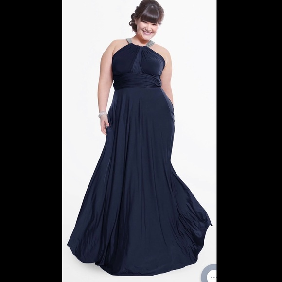 Henkaa Sakura Navy Blue Maxi Convertible Dress - Plus Size - Picture 3 of 6